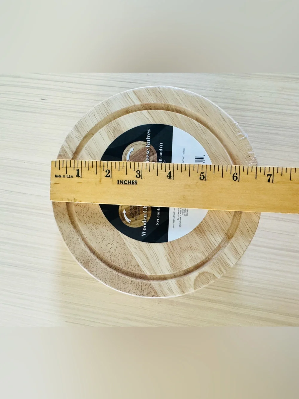 New! Round Wood Cheese Board w/2 Wood Handled Utensils